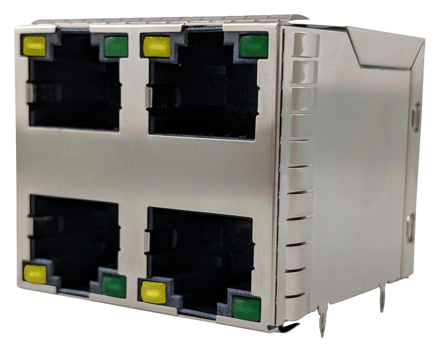 RJE4W4887411 RJ45 CONN, R/A JACK, 8P8C, 2STACK, TH AMPHENOL ICC
