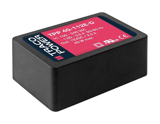 TPP 40-112E-D POWER SUPPLY, AC-DC, 12V, 3.34A TRACO POWER