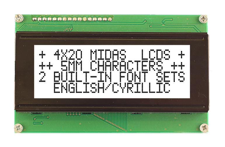 MC42005A6WR-FPTLW-V2 LCD MODULE, COB, FSTN, 20X4, PARALLEL MIDAS