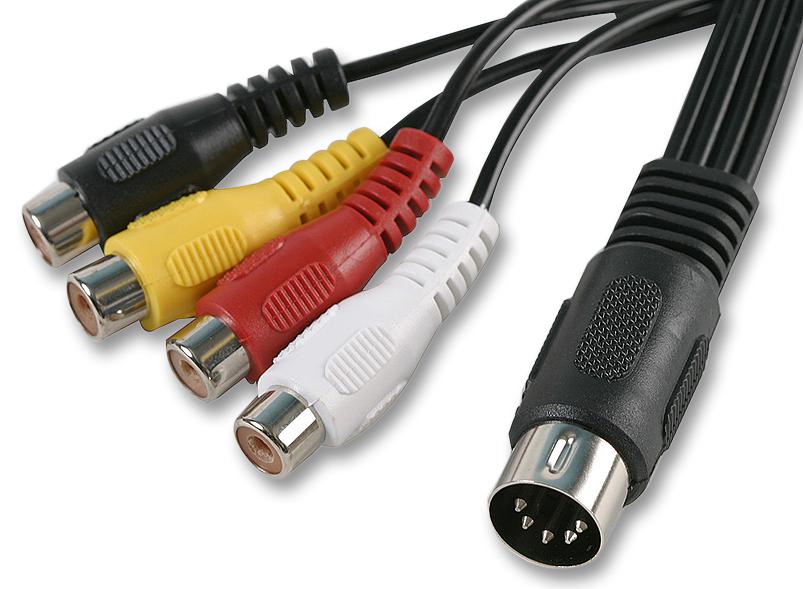 PSG00906 LEAD, 5 PIN DIN TO 4X RCA SOCKET, 0.2M PRO SIGNAL