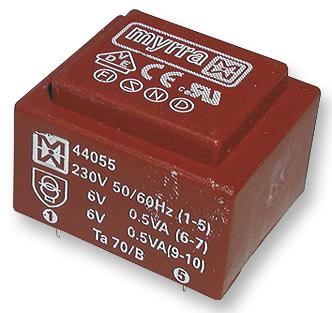 44131 TRANSFORMER, 2VA, 230V, 2 X 18V MYRRA