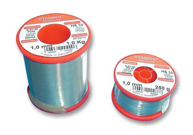 HS10 2510 1,0MM 1KG SOLDER WIRE, 362FLUX, 1.0MM, 1KG STANNOL