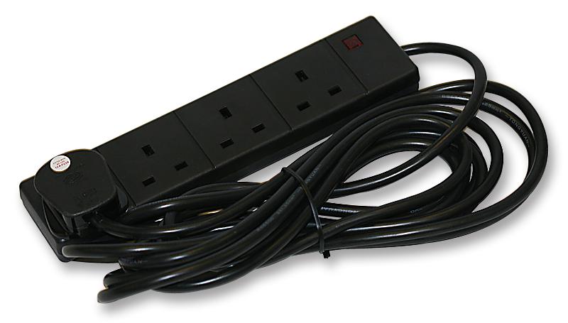 FR4 5M EXTENSION LEAD, 4WAY, BLACK, 5M PRO POWER