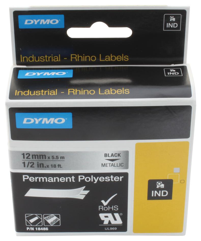 18761 TAPE, PERM, POLY, METAL, 12MMX5.5M DYMO
