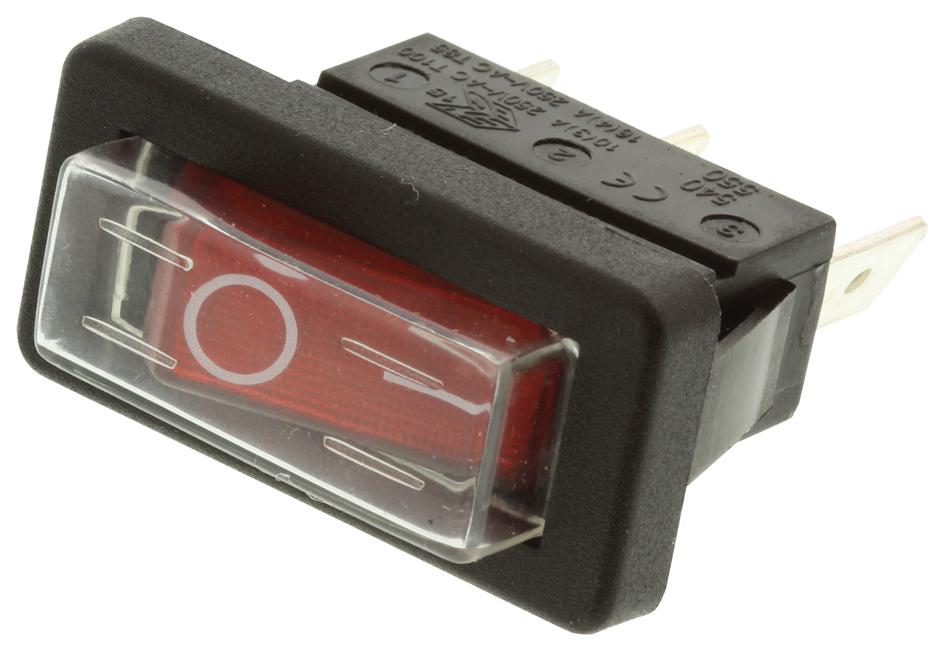C5503ALNEA SWITCH, SPST, 16A, 250VAC, RED, I/O ARCOLECTRIC (BULGIN LIMITED)