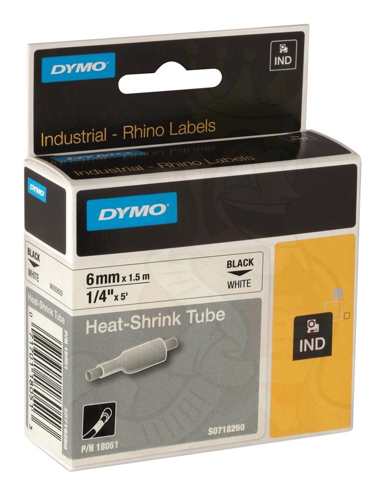 18051 TUBING, HEAT SHRINK, 6MMX1.5M, WHITE DYMO