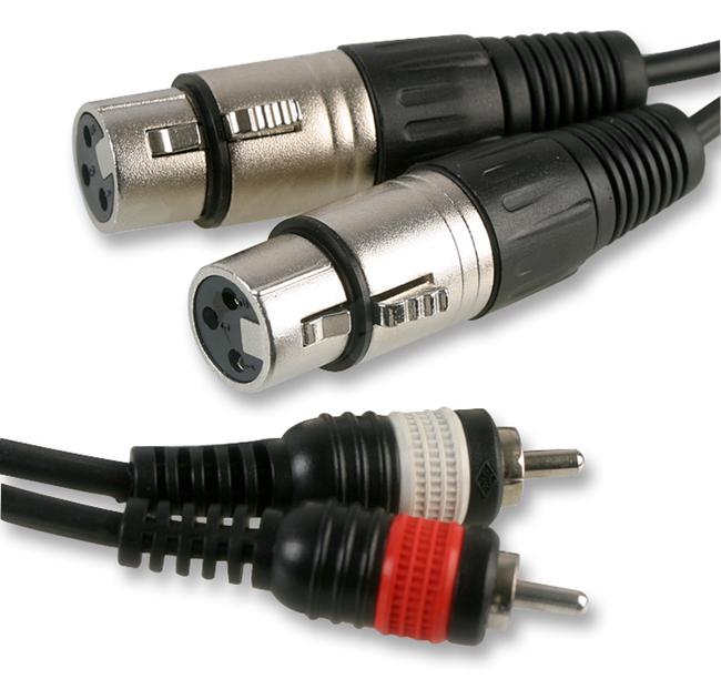PLS00201 LEAD, 2X XLR SKTS TO 2X PHONO PLGS, 0.3M PULSE