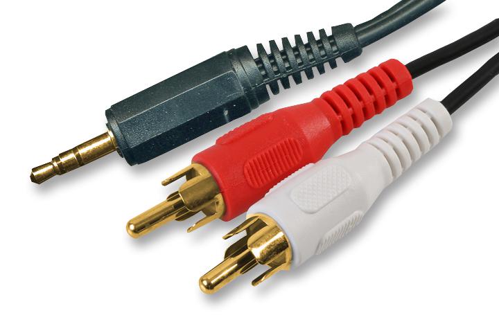 PSG02705 3.5MM ST TO 2X PHONO, GOLD, 3M PRO SIGNAL