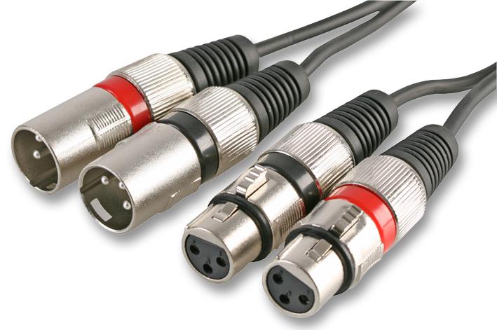 PLS00203 LEAD, 2X XLR PLUGS TO SKTS, 0.5M PULSE