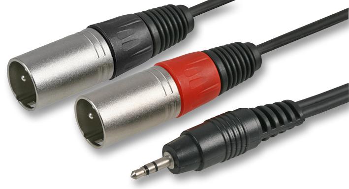 PLS00299 AV LEAD, 3.5MM 3P TO 2X XLR PLGS, 1M PULSE