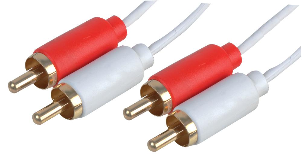 PSG3141-0.5M 2X PHONO PLUG TO PLUG LEAD 0.5M WHITE PRO SIGNAL