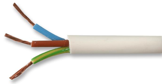 PP-2183Y-0.75MMWHT UNSHLD FLEX CABLE, 3COND, 0.75MM2, 100M MULTICOMP PRO