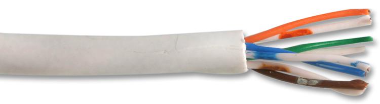 4 PAIR 100M UNSHLD MULTICORED CABLE, 8POS, WHT, 100M PRO POWER