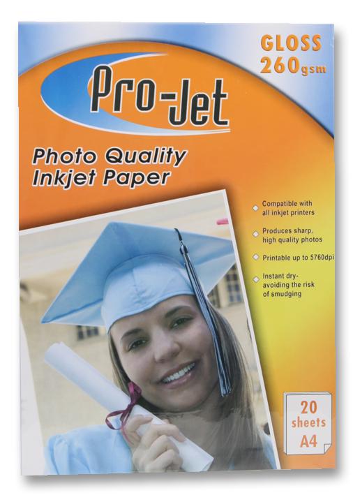 PROJET G26020 PAPER, PHOTO, A4, GLOSS, 260G, X20, PK20 PROJET