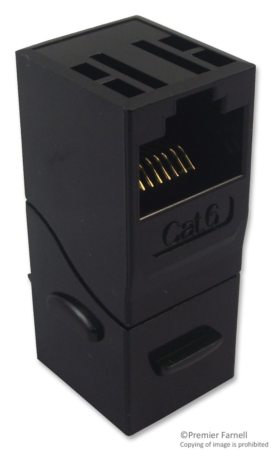 S-ACK90BK RJ45 THROUGH COUPLER,CAT6,90 DEG,BK TUK