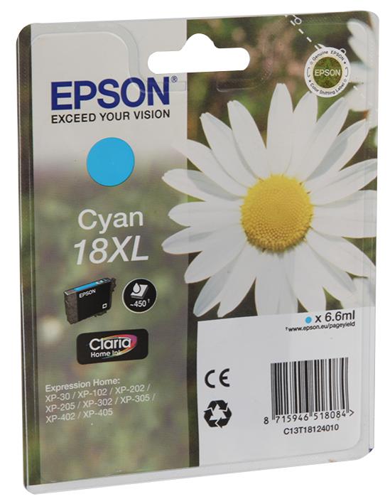 C13T18124010 INK CARTRIDGE, T1812, 18XL, CYAN, ORIG EPSON
