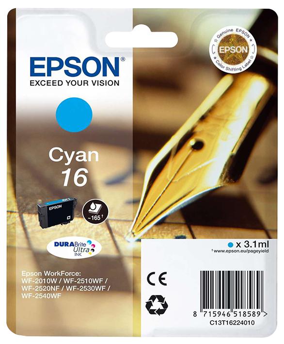 C13T16224010 INK CARTRIDGE, CYAN, T1622, 16, EPSON EPSON