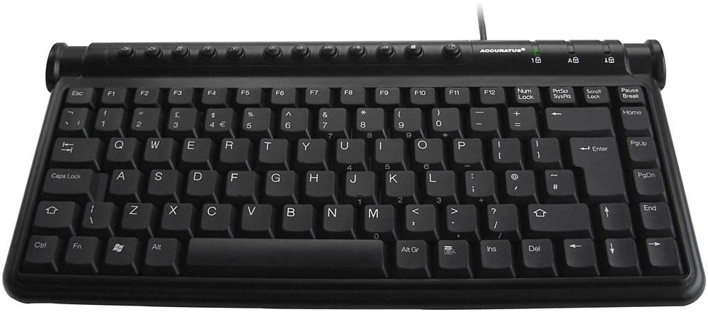 KYB-MINIHUB2-BLK USB MINI KEYBOARD WITH 2 PORT USB2.0 HUB ACCURATUS