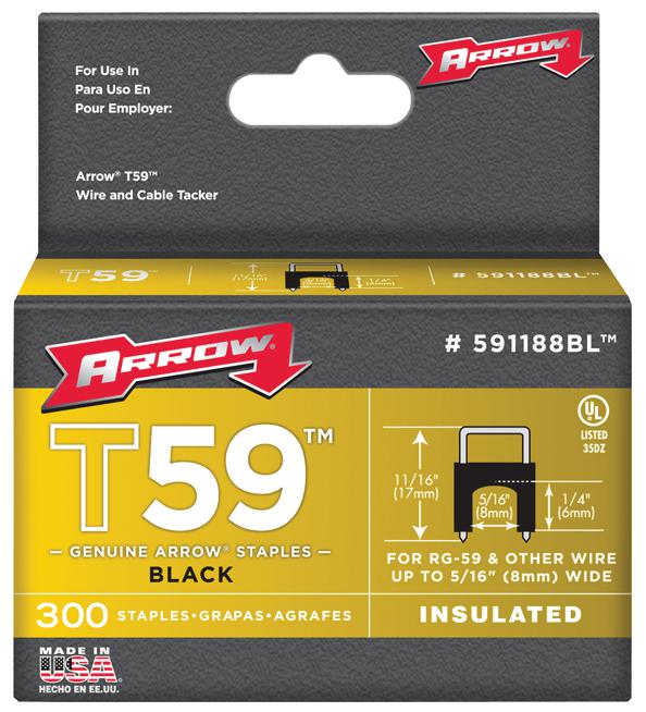 591188BL 6MM X 8MM BLACK INS STAPLES (300) ARROW FASTENER