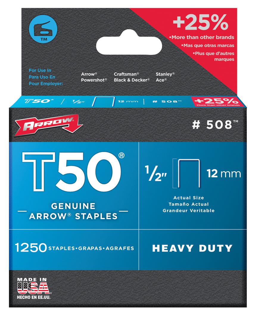 500124 12MM STAPLES (PK1250) ARROW FASTENER