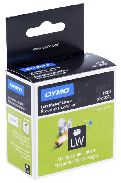 S0722530 MULTI-PURPOSE LABELS WHITE 13 X 24MM DYMO