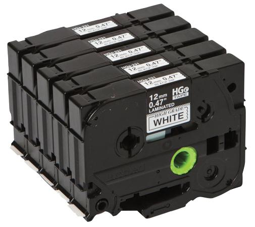 HGE231V5 TAPE 12MM HG LAM HGE231V5 BLK ON WHT BROTHER