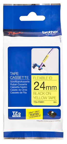 TZEFX651 FLEXI TAPE 24MM BLACK ON YELLOW TZEFX651 BROTHER