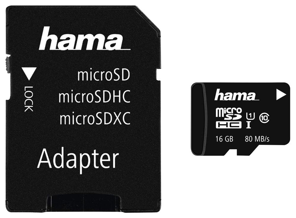 00124150 16GB C10 UHS-I MICROSDHC, 80MB/S HAMA