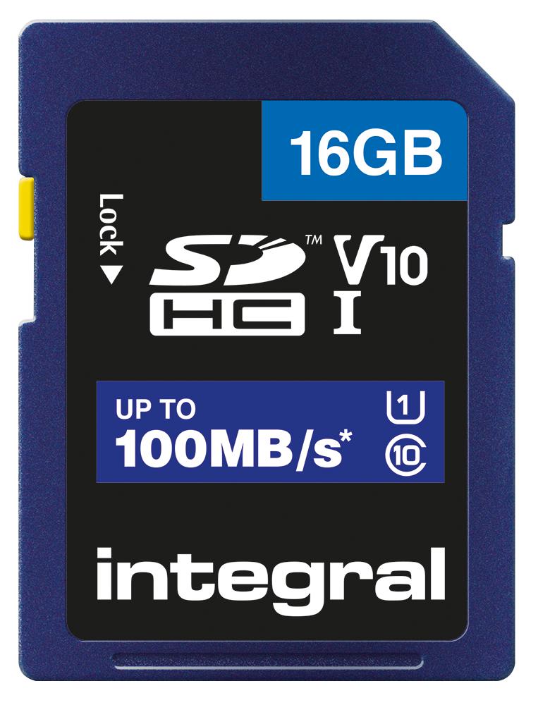 INSDH16G-100V10 16GB SDHC V10 100MB C10 UHS-I U1 INTEGRAL