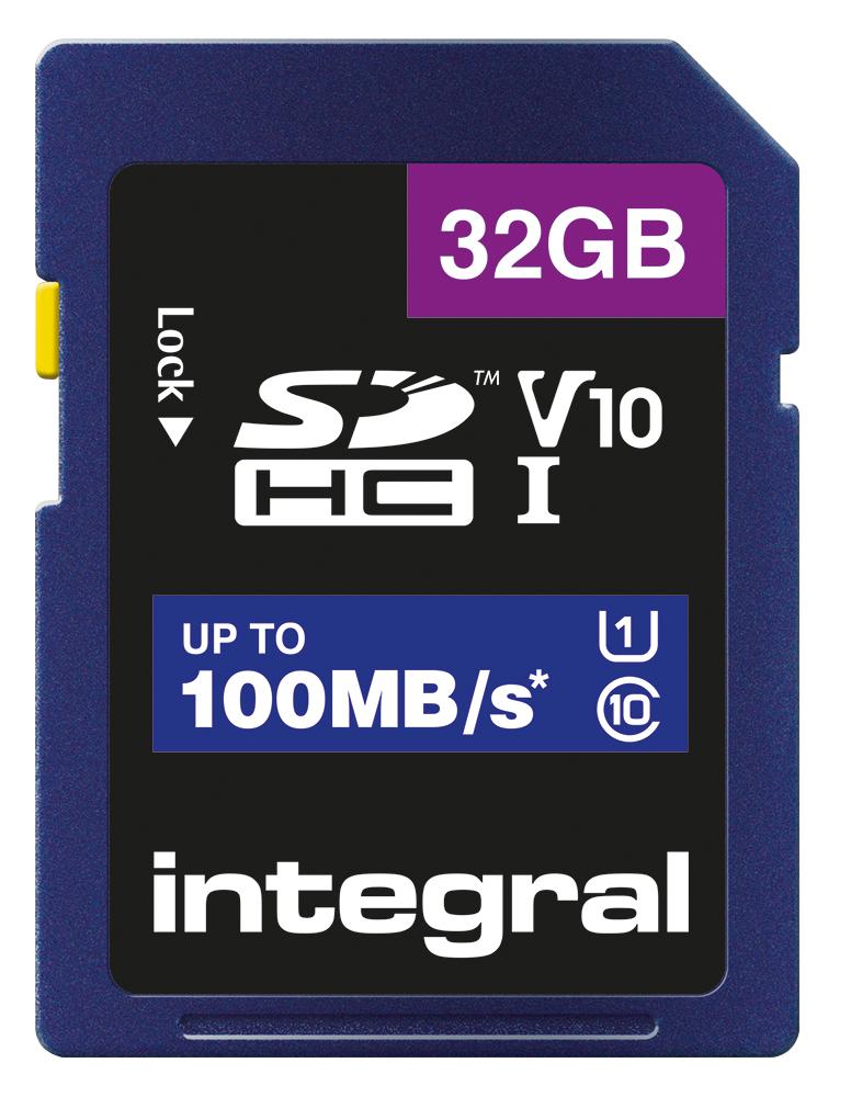 INSDH32G-100V10 32GB SDHC V10 100MB C10 UHS-I U1 INTEGRAL