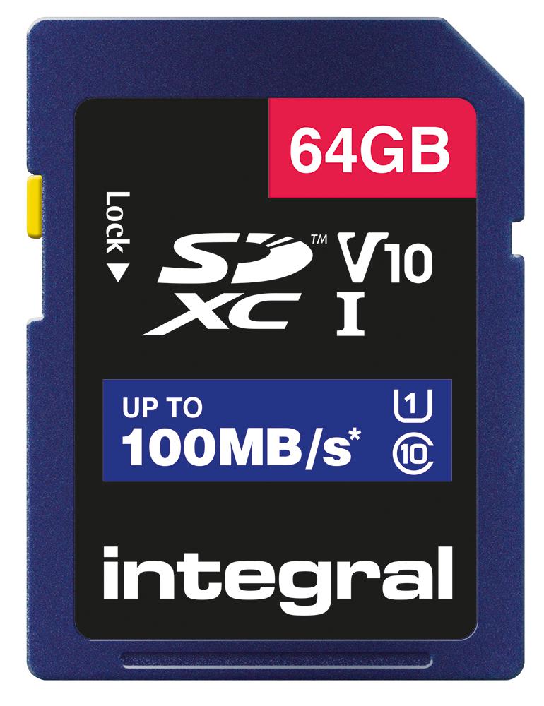 INSDX64G-100V10 64GB SDXC V10 100MB C10 UHS-I U1 INTEGRAL
