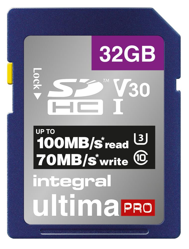 INSDH32G-100/70V30 32GB PREMIUM SDHC V30 UHS-I U3 INTEGRAL
