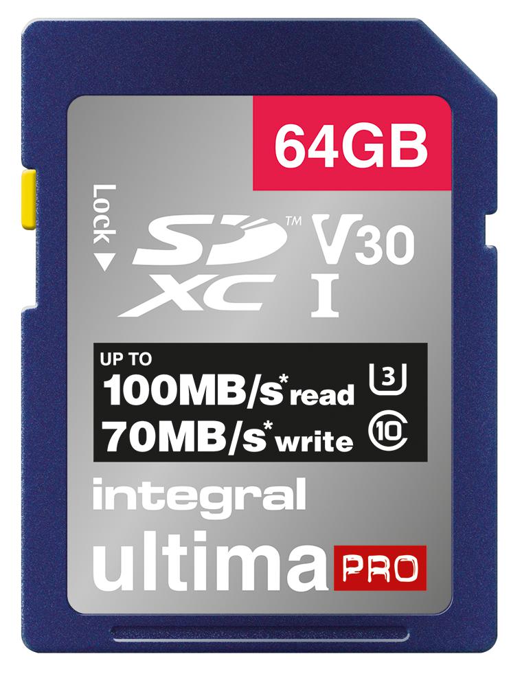 INSDX64G-100/70V30 64GB PREMIUM SDXC V30 UHS-I U3 INTEGRAL