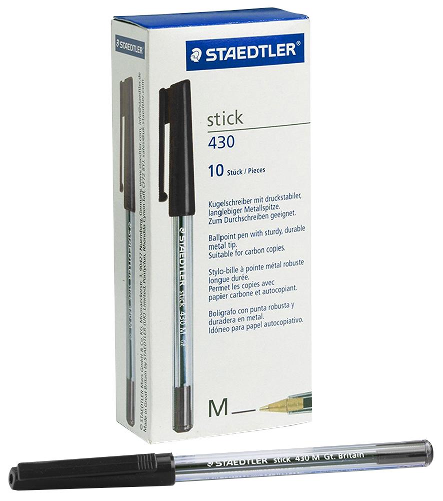 430M-9 STAEDTLER STICK 430 PEN BLACK (PK10) STAEDTLER