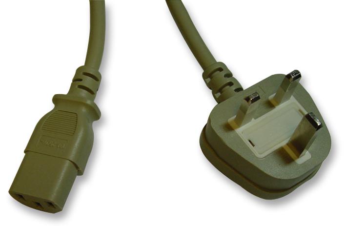PE01069 LEAD UK PLUG TO IEC C13 SKT 5A GREY 2M PRO ELEC