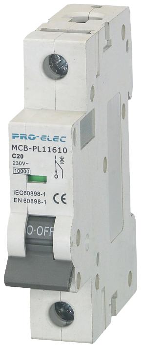 AUB7 1P C20A THERMAL MAG CKT BREAKER, 1P, 20A, 230VAC PRO ELEC
