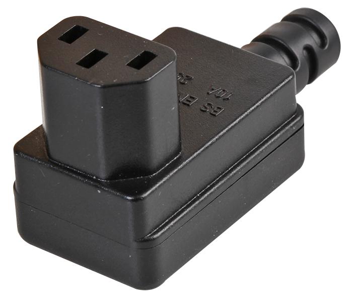HC.6 BLK PWR ENTRY CONN, R/A, C13, 10A/250V, BLK PRO ELEC
