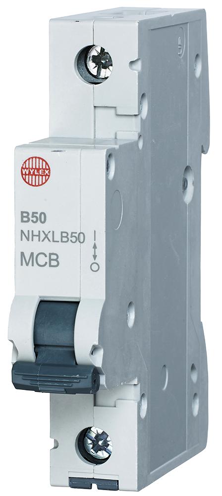 NHXLB50 50A SINGLE POLE B CURVE MCB WYLEX