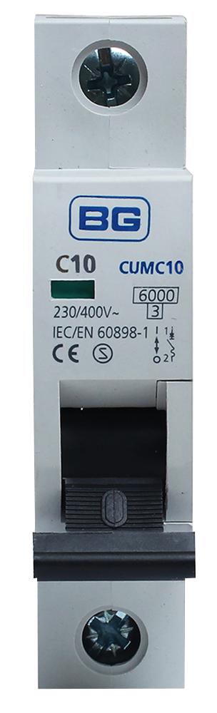 CUMC10-01 10A TYPE C MCB, SINGLE POLE, 6KA BG ELECTRICAL