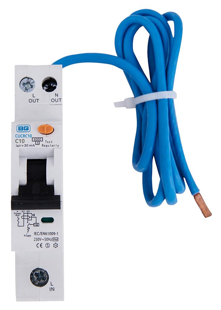 CUCRC10A-01 COMPACT RCBO, TYPE A, C CURVE, 10A BG ELECTRICAL