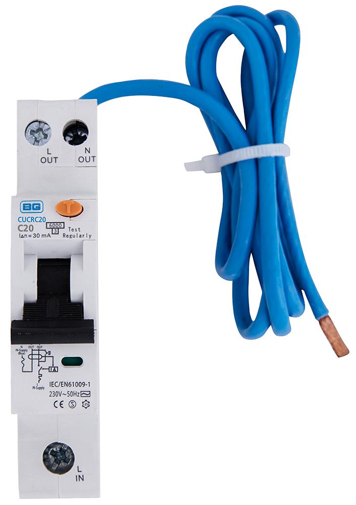 CUCRC20A-01 COMPACT RCBO, TYPE A, C CURVE, 20A BG ELECTRICAL