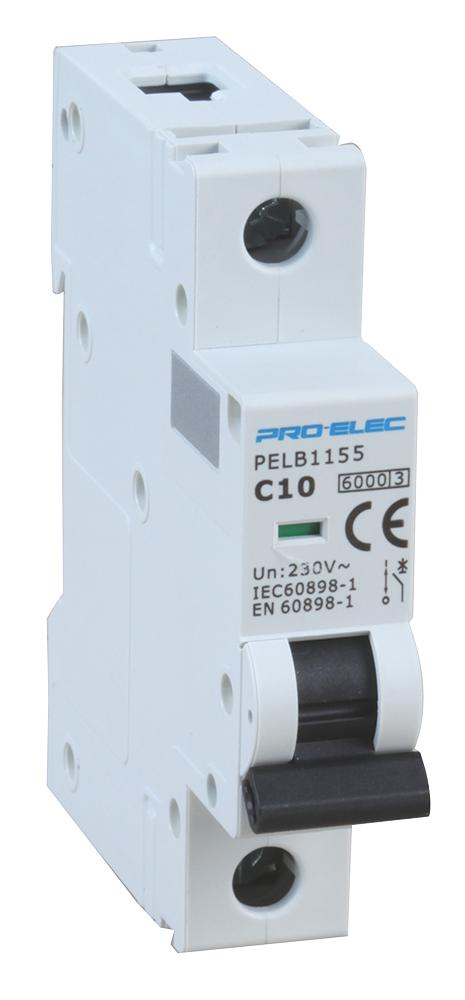 PELB1155 CIRCUIT BREAKER, 1P, 6A, 415V, DIN RAIL PRO ELEC