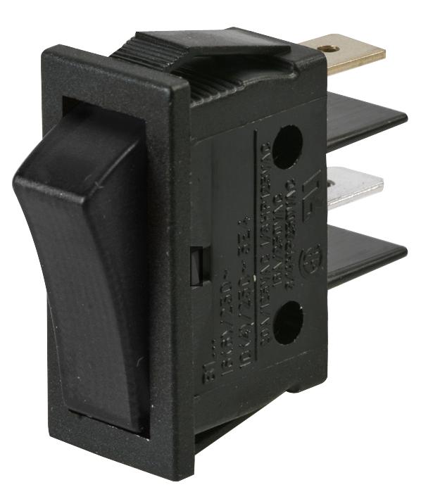 B111C11000000 ROCKER SWITCH, SPST, 16A, 250V, PANEL MOLVENO