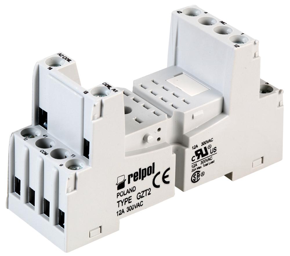GZT2-GREY 8-PIN INDUSTRIAL RELAY BASE, GREY RELPOL
