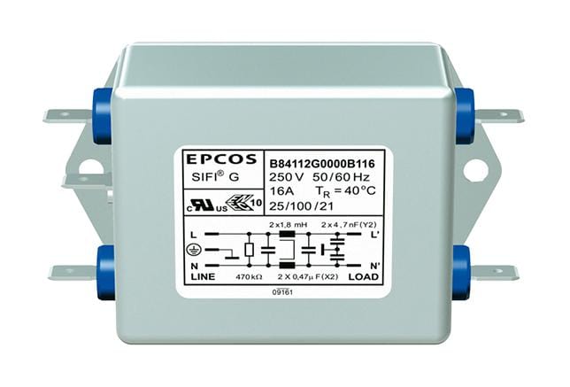 EPCOS Power Line B84112G0000B030 POWER LINE FILTER, STANDARD, 3A, 250V EPCOS 3408818 B84112G0000B030