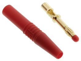 22.1025+22.2260-22 - Banana Test Connector, 4mm, Plug, Cable Mount, 32 A, 1 kV, Gold Plated Contacts, Red - STAUBLI