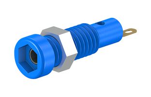 23.0050-23 - Banana Test Connector, 2mm, Receptacle, Screw Mount, 10 A, 60 V, Gold Plated Contacts, Blue - STAUBLI