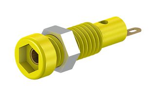 23.0050-24 - Banana Test Connector, 2mm, Receptacle, Screw Mount, 10 A, 60 V, Gold Plated Contacts, Yellow - STAUBLI