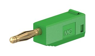22.1004 + 22.2030-25 - Banana Test Connector, 2mm, Plug, Cable Mount, 10 A, 60 V, Gold Plated Contacts, Green - STAUBLI
