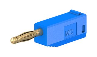 22.1004 + 22.2030-23 - Banana Test Connector, 2mm, Plug, Cable Mount, 10 A, 60 V, Gold Plated Contacts, Blue - STAUBLI